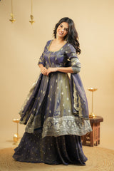 Royal Purple Festive Wear Anarkali Suit With Skirt