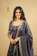 Royal Purple Festive Wear Anarkali Suit With Skirt