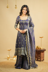 Royal Purple Festive Wear Anarkali Suit With Skirt